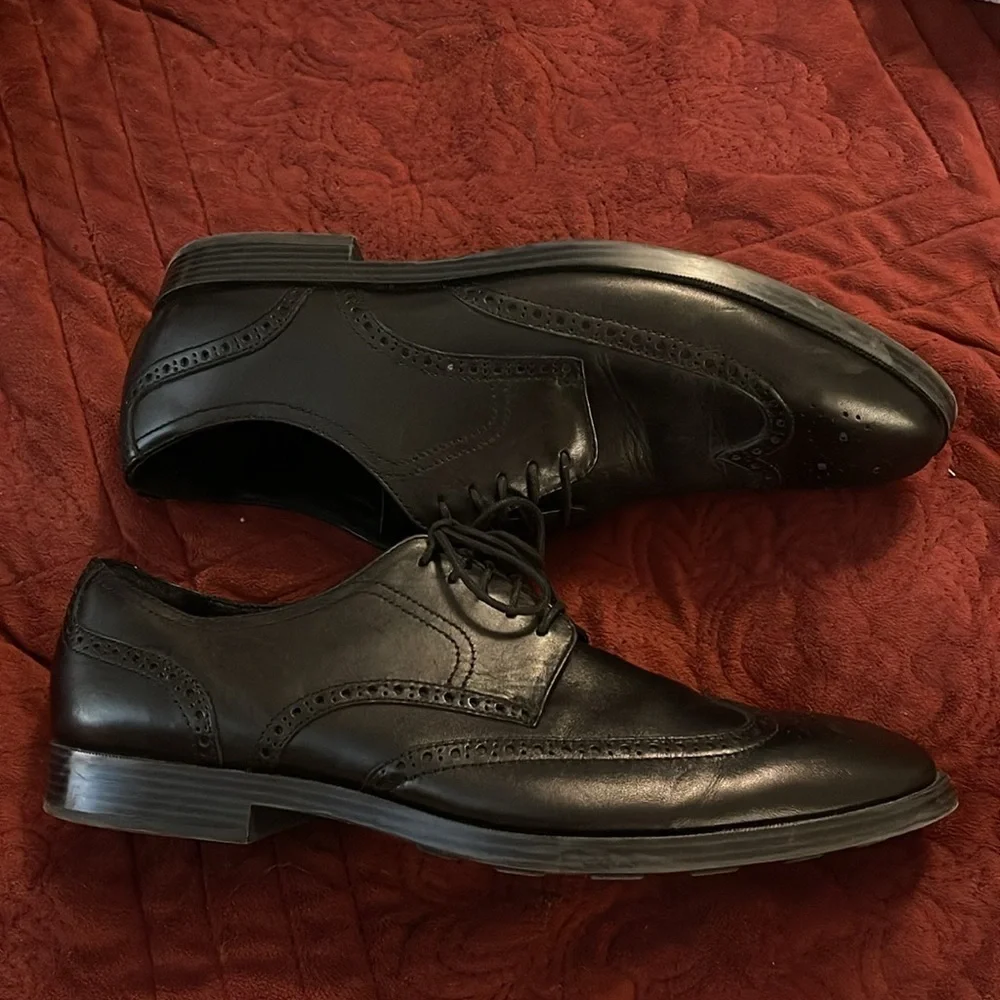 Cole Haan Men's Grand .0S Wingtip Oxford Dress Shoes Black‎ Size 12M preowned